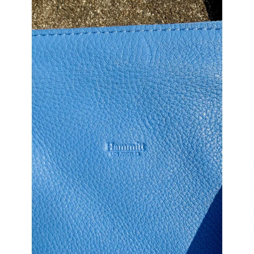 Hammitt Daniel Medium Blue Pebbled Leather Satchel Crossbody Gold Rivet Bag
